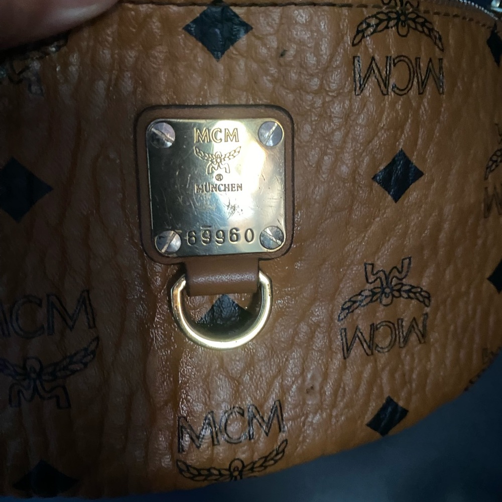 MCM Tan Leather Logo Belt Bag